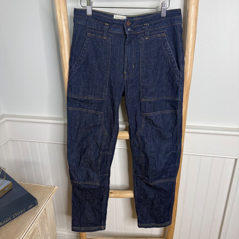 Pilcro and the Letterpress Utility Patch Pocket Tapered Jeans Indigo Blue 27
